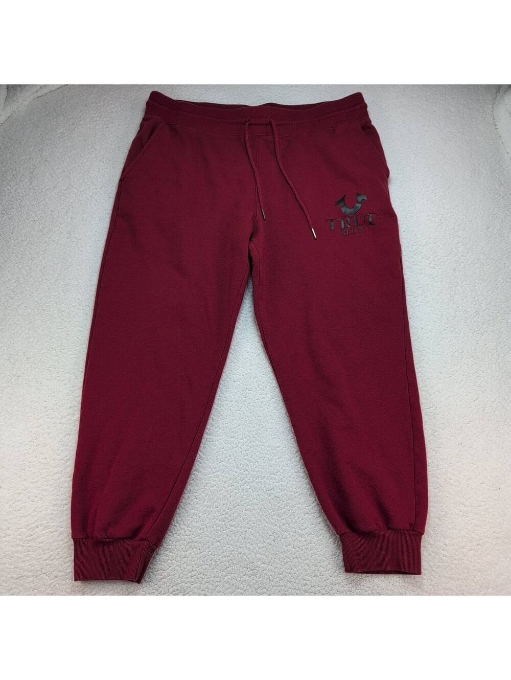 True Religion Men’s XL Burgundy Jogger Sweatpants Horseshoe Logo